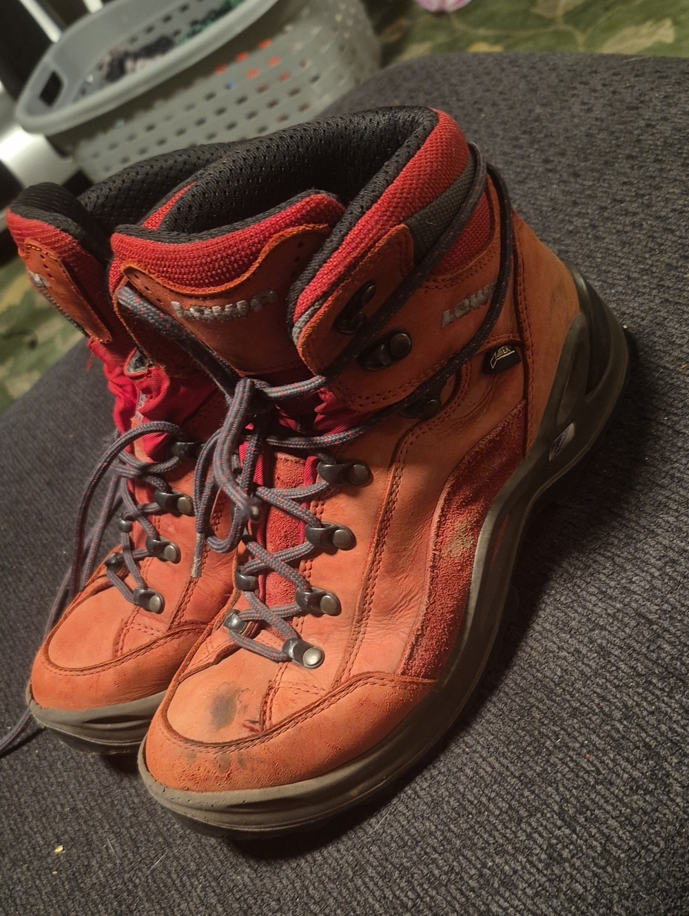 Lowa Women's Lace-Up Hiking Boots in Orange and Red